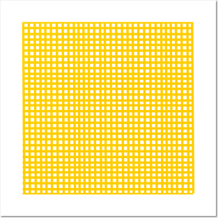 yellow mesh grid square lines pattern Posters and Art